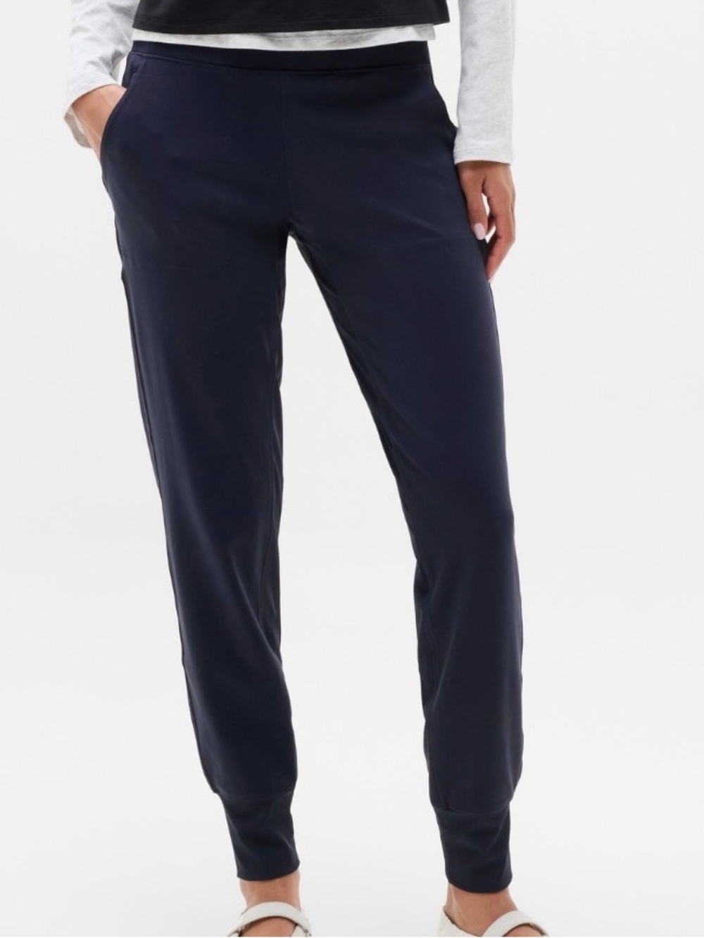 Athleta Venice High Rise Jogger Large Navy Travel UPF 40+ Stretch Pockets